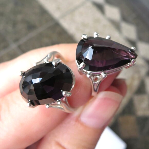 Natural Pear Top-Grade Purple Grape Spinel In Sterling Silver Ring, 7.41ct - Picture 17 of 17